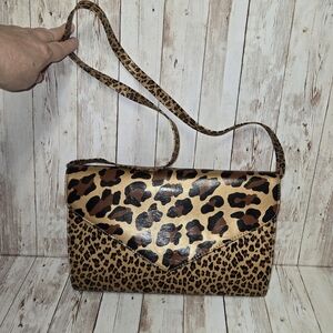 Timothy Hitsman Leopard Print Crossbody Clutch Bag Vintage Spain